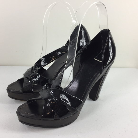 BCBGMaxazria 6 36 Black patent Leather Chunky heel - Picture 1 of 7